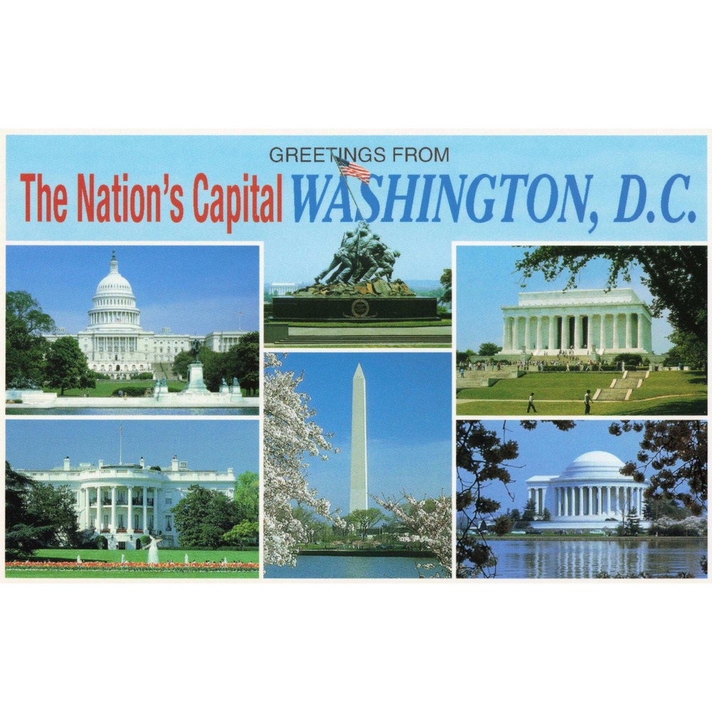 Washington DC Postcard Greetings From The Nation's Capital Multi-View Monuments